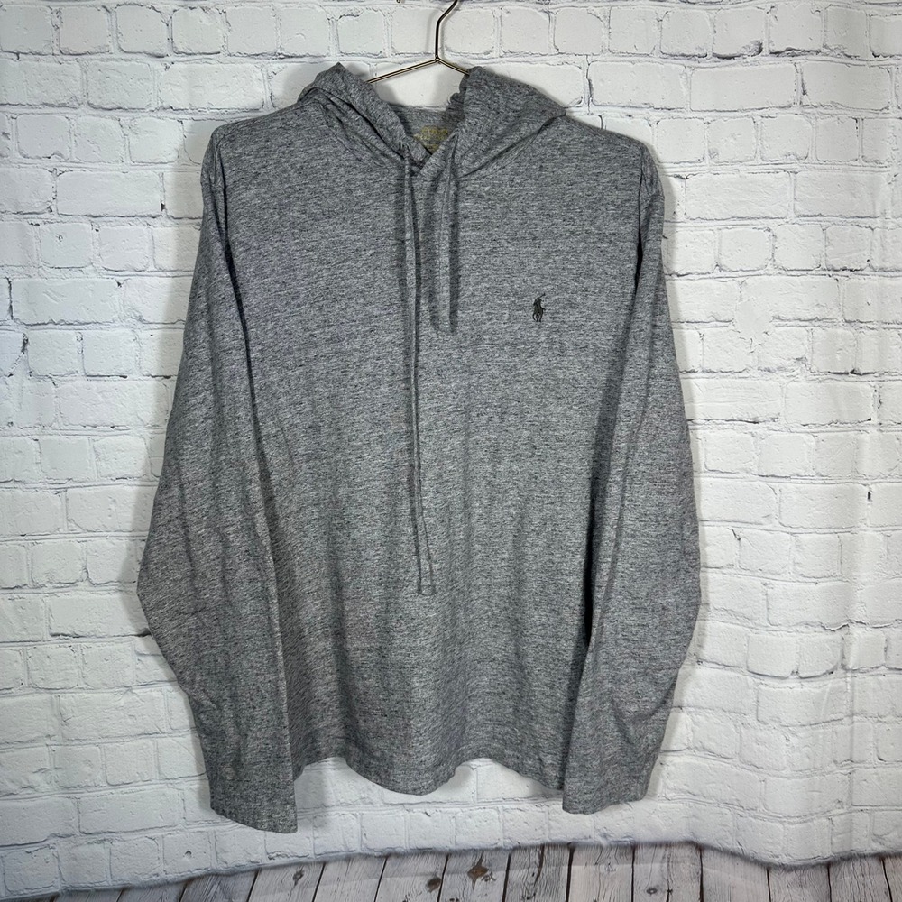 Polo Ralph Lauren Mens Grey Heather Cotton‎ Jersey Hooded T-Shirt Hoodie Large